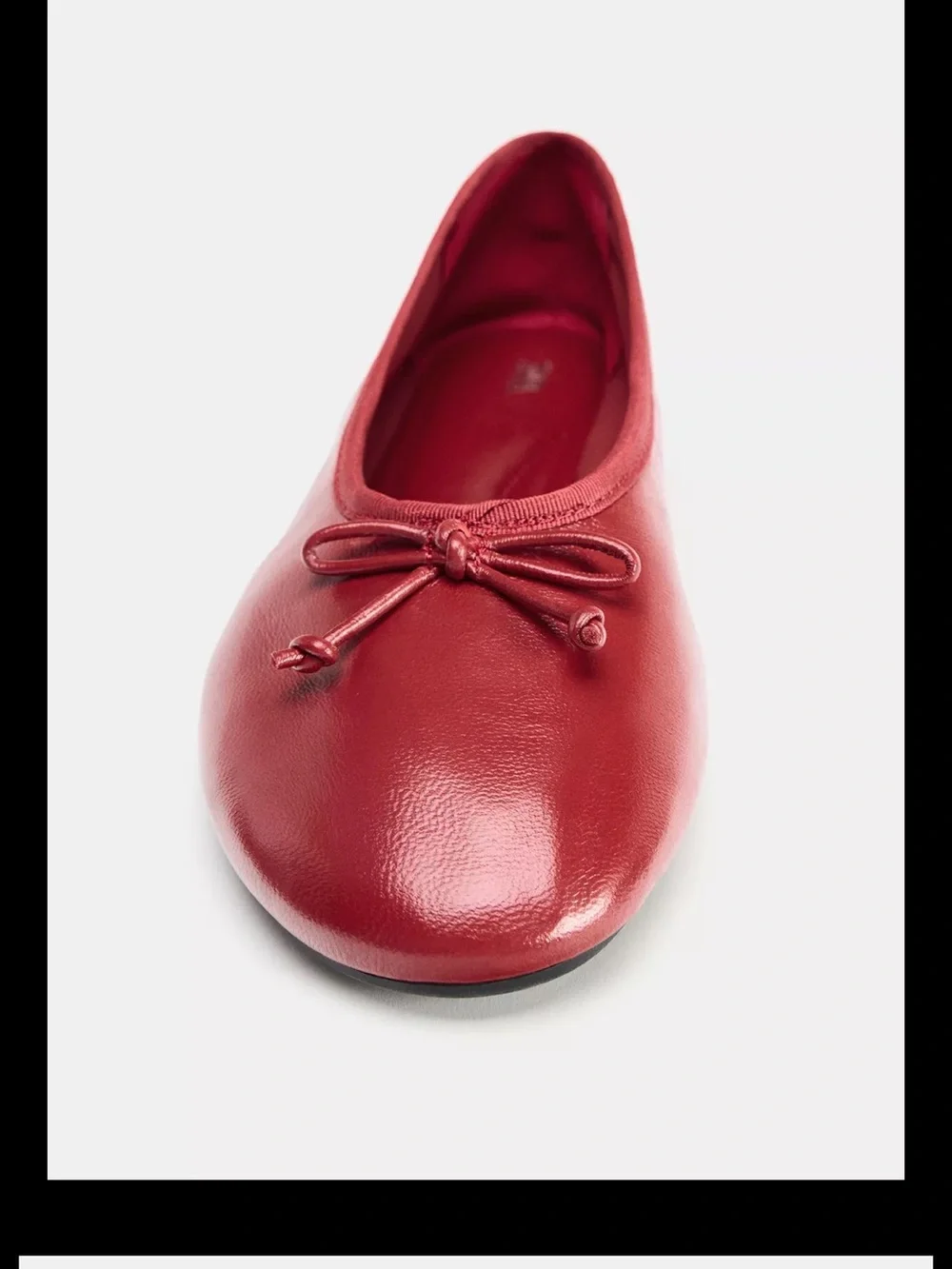 Zara Classic Red Leather Ballet Flats - Women's